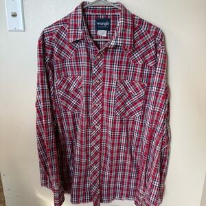 Wrangler Red and Blue Plaid Pearl Snap